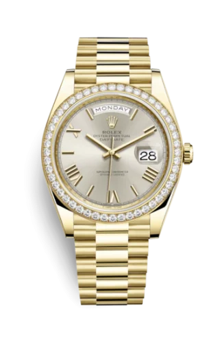Rolex - 228348RBR-0007 Day-Date 40 Yellow Gold / Diamond / Silver - Roman