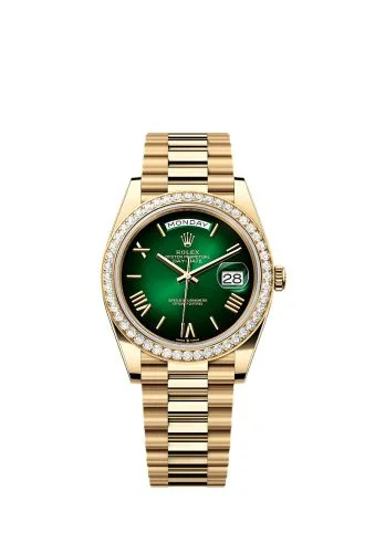 Rolex - 228348RBR-0045 Day-Date 40 Yellow Gold - Diamond / Green - Ombré