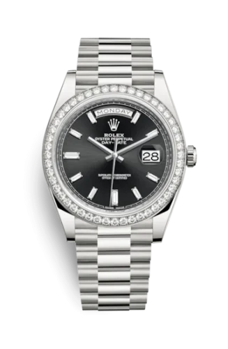 Rolex - 228349RBR-0003 Day-Date 40 White Gold - Diamond / Black - Baguette