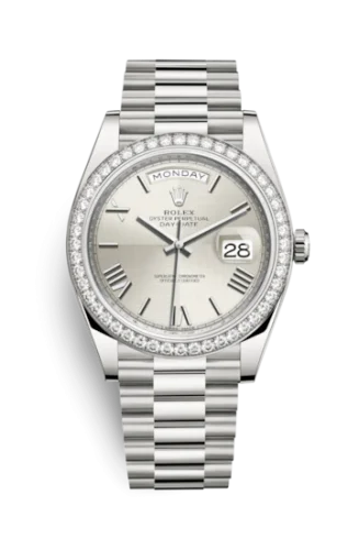 Rolex - 228349rbr-0004 Day-Date 40 White Gold -  Diamond / Silver Quadrant