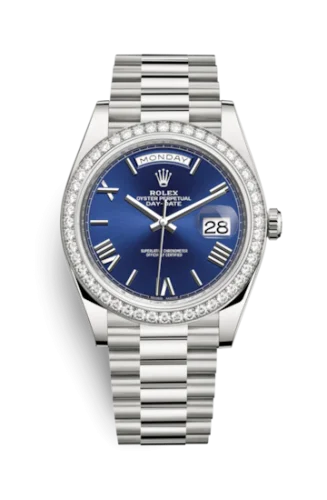 Rolex - 228349RBR-0005 Day-Date 40 White Gold - Diamond / Blue Roman