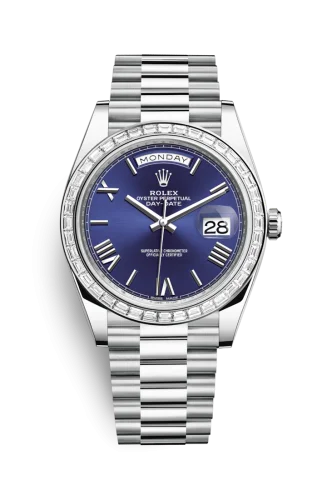 Rolex - 228396TBR-0026 Day-Date 40 Platinum - Baguette / Blue Roman