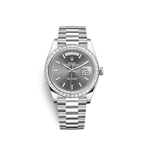 Rolex - 228396TBR-0031 Day-Date 40 Platinum - Baguette / Grey