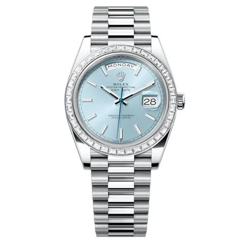 Rolex - 228396TBR-0039 Day-Date 40 Platinum - Baguette / Ice Blue