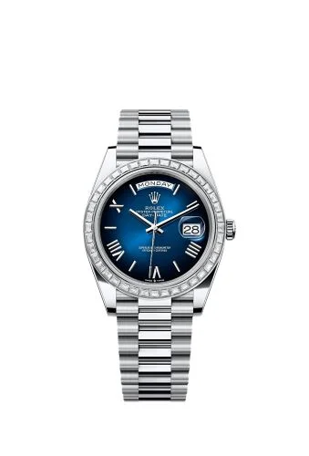 Rolex - 228396TBR-0042 Day-Date 40 Platinum - Baguette / Blue Ombré
