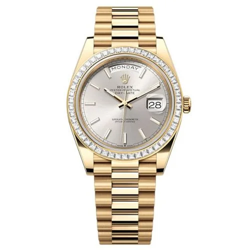 Rolex - 228398TBR-0040 Day-Date 40 Yellow Gold - Baguette / Silver