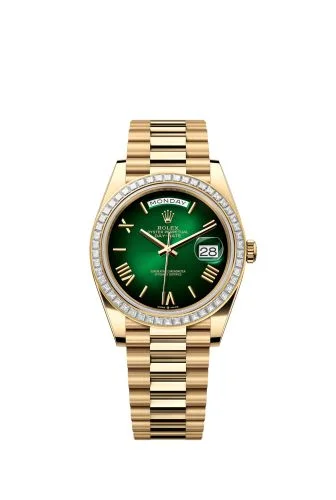 Rolex - 228398TBR-0042 Day-Date 40 Yellow Gold - Baguette / Green Ombré
