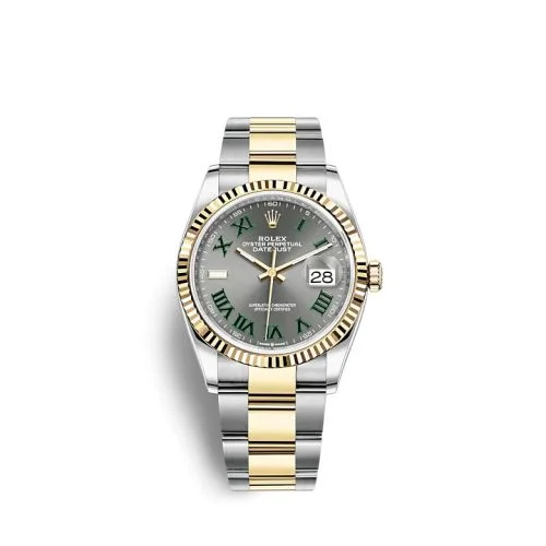 Rolex - 26233-0036 Datejust 36 Stainless Steel / Yellow Gold / Fluted / Slate - Roman / Oyster