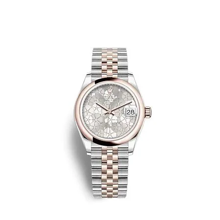 Rolex - 278241-0032 Datejust 31 Stainless Steel / Rose Gold / Domed / Silver - Floral / Jubilee