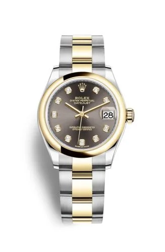 Rolex - 278243-0021 Datejust 31 Stainless Steel / Yellow Gold / Domed / Grey - Diamond / Oyster