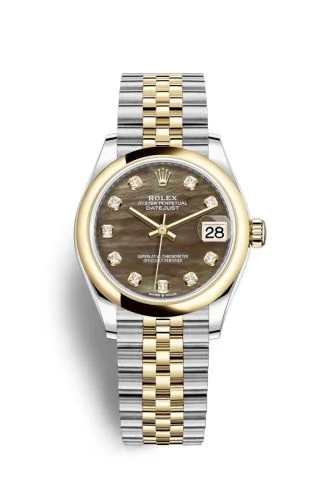Rolex - 278243-0024 Datejust 31 Stainless Steel / Yellow Gold / Domed / Black MOP / Jubilee