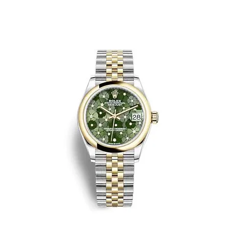 Rolex - 278243-0032 Datejust 31 Stainless Steel / Yellow Gold / Domed / Olive - Floral / Jubilee