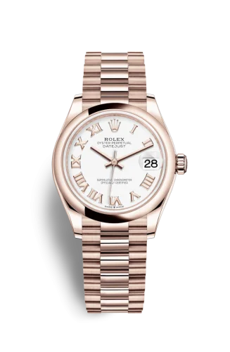 Rolex - 278245-0018 Datejust 31 Rose Gold / Domed / White - Roman / President