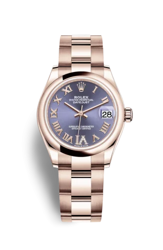 Rolex - 278245-0027 Datejust 31 Rose Gold / Domed / Aubergine - Roman / Oyster