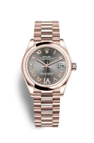Rolex - 278245-0032 Datejust 31 Rose Gold / Domed / Grey - Roman / President