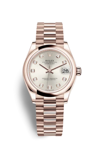 Rolex - 278245-0038 Datejust 31 Rose Gold / Domed / Silver - Diamond / President