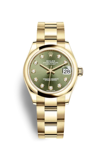 Rolex - 278248-0017 Datejust 31 Yellow Gold / Domed / Olive - Diamond / Oyster