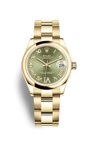 Rolex - 278248-0029 Datejust 31 Yellow Gold / Domed / Olive  - Roman / Oyster