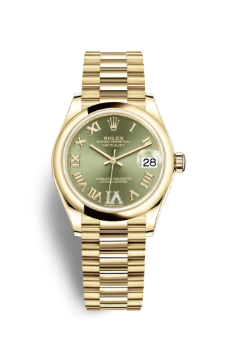 Rolex - 278248-0030 Datejust 31 Yellow Gold / Domed / Olive  - Roman / President