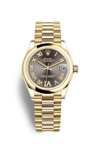 Rolex - 278248-0032 Datejust 31 Yellow Gold / Domed / Grey - Roman / President