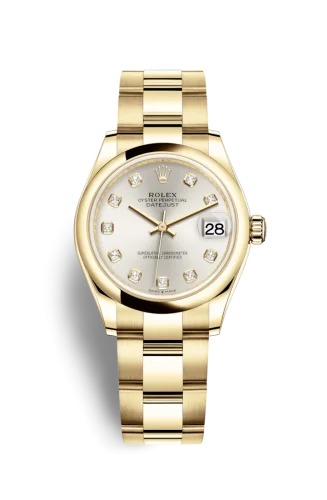 Rolex - 278248-0033 Datejust 31 Yellow Gold / Domed / Silver - Diamond / Oyster