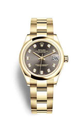 Rolex - 278248-0035 Datejust 31 Yellow Gold / Domed / Grey - Diamond / Oyster
