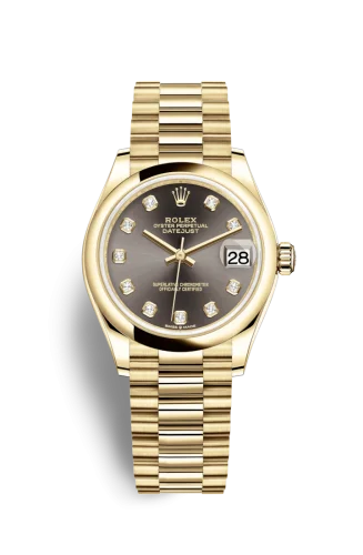 Rolex - 278248-0036 Datejust 31 Yellow Gold / Domed / Grey - Diamond / President