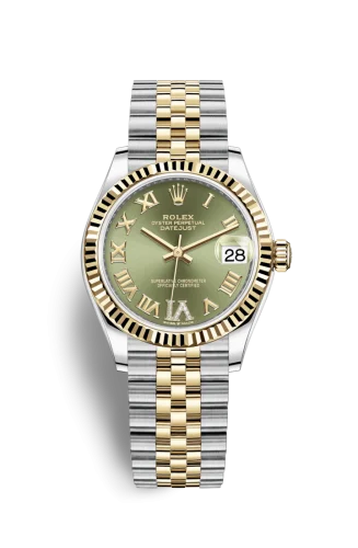 Rolex - 278273-0016 Datejust 31 Stainless Steel / Yellow Gold / Fluted / Olive - Roman / Jubilee
