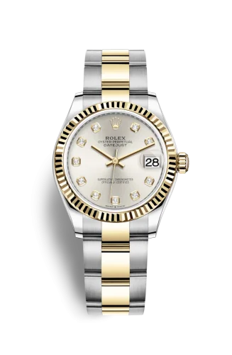 Rolex - 278273-0019 Datejust 31 Stainless Steel / Yellow Gold / Fluted / Silver - Diamond / Oyster