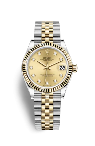 Rolex - 278273-0026 Datejust 31 Stainless Steel / Yellow Gold / Fluted / Champagne - Diamond / Jubilee