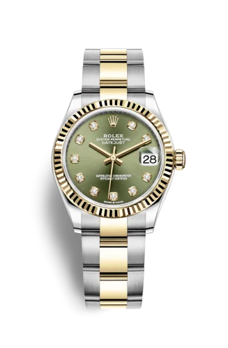 Rolex - 278273-0029 Datejust 31 Stainless Steel / Yellow Gold / Fluted / Olive - Diamond / Oyster