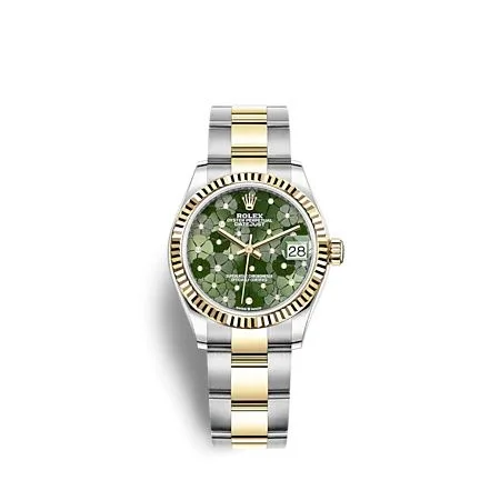 Rolex - 278273-0031 Datejust 31 Stainless Steel / Yellow Gold / Fluted / Olive - Floral / Oyster