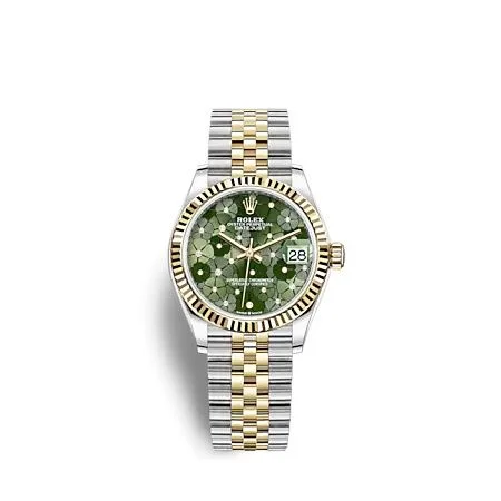 Rolex - 278273-0032 Datejust 31 Stainless Steel / Yellow Gold / Fluted / Olive - Floral / Jubilee