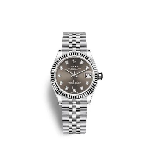 Rolex - 278274-0008 Datejust 31 Stainless Steel Fluted / Jubilee / Grey - Diamonds