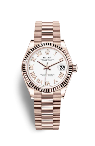 Rolex - 278275-0019 Datejust 31 Rose Gold / Fluted / White - Roman / President