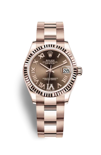 Rolex - 278275-0024 Datejust 31 Rose Gold / Fluted / Chocolate - Roman / Oyster