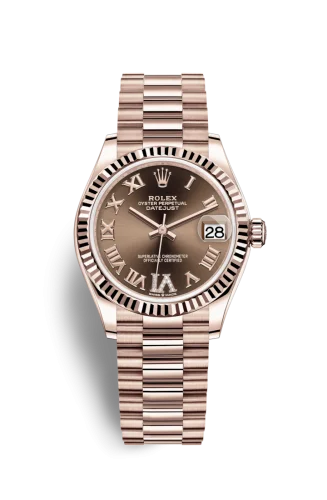 Rolex - 278275-0025 Datejust 31 Rose Gold / Fluted / Chocolate - Roman / President