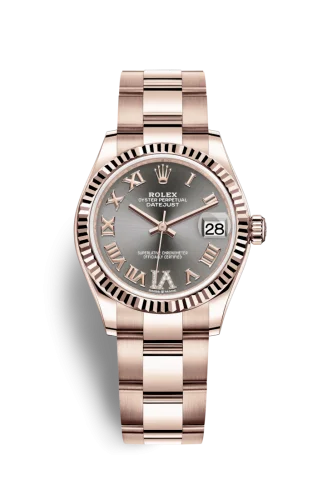 Rolex - 278275-0032 Datejust 31 Rose Gold / Fluted / Grey - Roman / Oyster