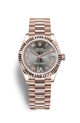 Rolex - 278275-0033 Datejust 31 Rose Gold / Fluted / Grey - Roman / President