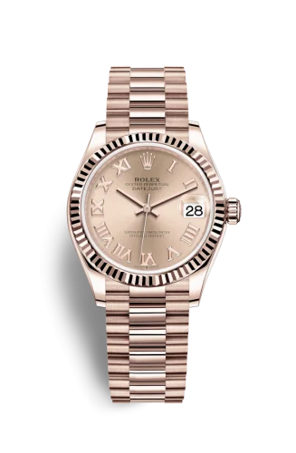 Rolex - 278275-0035 Datejust 31 Rose Gold / Fluted / Rose - Roman / President