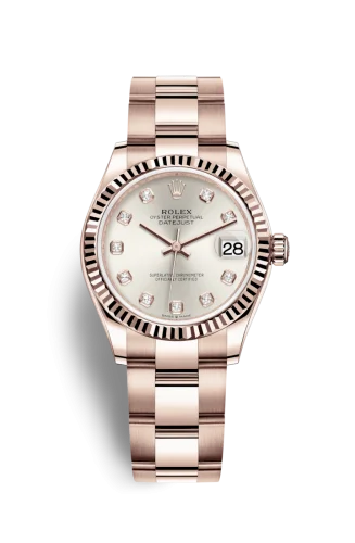 Rolex - 278275-0038 Datejust 31 Rose Gold / Fluted / Silver - Diamond / Oyster