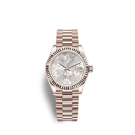 Rolex - 278275-0045 Datejust 31 Rose Gold - Fluted / Silver - Floral / President