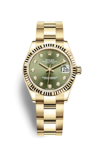 Rolex - 278278-0018 Datejust 31 Yellow Gold / Fluted / Olive - Diamond / Oyster