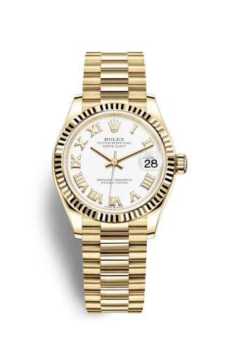 Rolex - 278278-0020 Datejust 31 Yellow Gold / Fluted / White - Roman / President