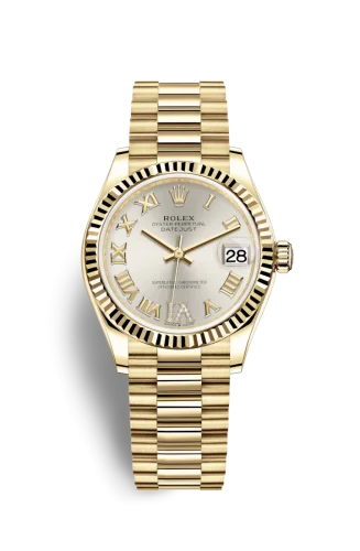 Rolex - 278278-0028 Datejust 31 Yellow Gold / Fluted / Silver - Roman / President