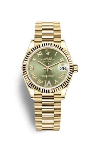 Rolex - 278278-0030 Datejust 31 Yellow Gold / Fluted / Olive  - Roman / President