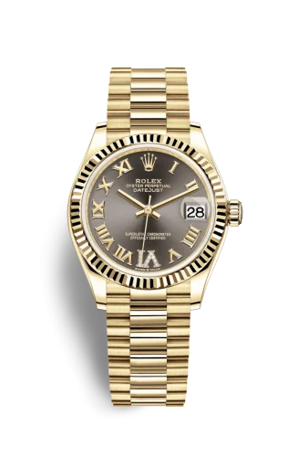 Rolex - 278278-0032 Datejust 31 Yellow Gold / Fluted / Grey - Roman / President