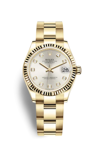 Rolex - 278278-0033 Datejust 31 Yellow Gold / Fluted / Silver - Diamond / Oyster