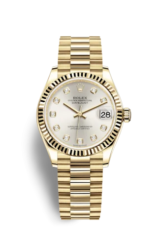 Rolex - 278278-0034 Datejust 31 Yellow Gold / Fluted / Silver - Diamond / President