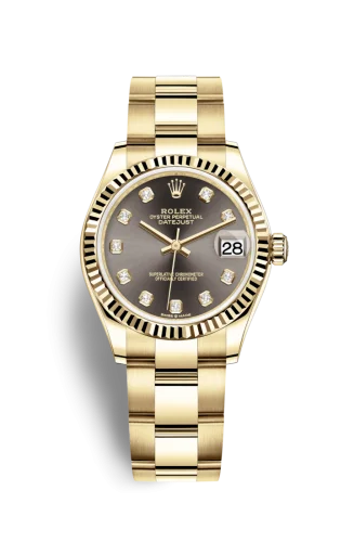 Rolex - 278278-0035 Datejust 31 Yellow Gold / Fluted / Grey - Diamond / Oyster